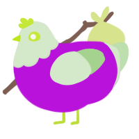 A amethyst and gluppy chicken with a head pattern