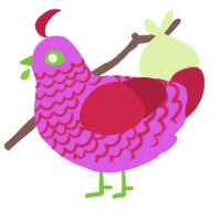 A orchid and crimson chicken with a lace pattern