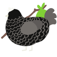 A black and grey chicken with a lace pattern