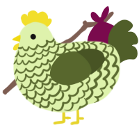 A apple and olive chicken with a lace pattern