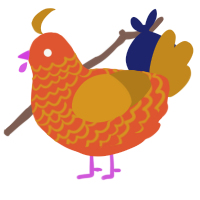 24 Carrot Gold, a vermilion and ochre chicken with a lace pattern