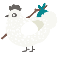 A white chicken with a speckle pattern