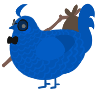 A ultramarine chicken with a lace pattern