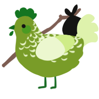 A chartreuse and apple chicken with a half-lace pattern
