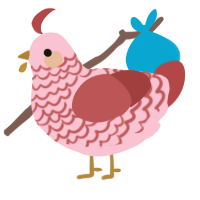 A rose and red chicken with a lace pattern