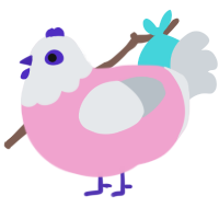 A pink and mist chicken with a head pattern