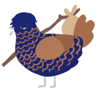 A navy and brown chicken with a lace pattern