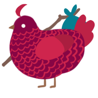 A maroon and crimson chicken with a lace pattern