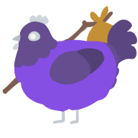 A blurple and overcast chicken with a head pattern