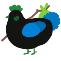 A black and sapphire chicken