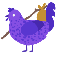 A blurple and indigo chicken with a speckle pattern