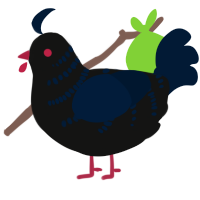 A black and tumblr chicken with a half-bar pattern