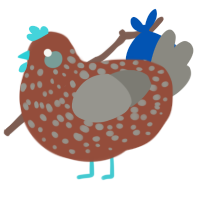 A russet and ash chicken with a speckle pattern