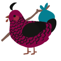 A maroon and black chicken with a lace pattern