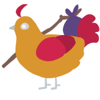 A orange and crimson chicken