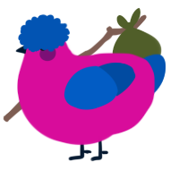 A fuchsia and ultramarine chicken