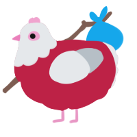 Saint Chickolas, a crimson and mist chicken with a head pattern