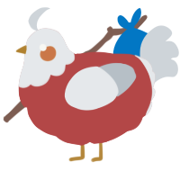 A red and mist chicken with a head pattern