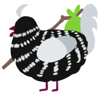 A black and mist chicken with a bar pattern