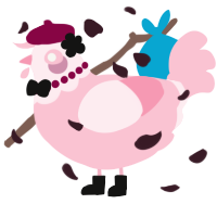 A rose chicken with a head pattern