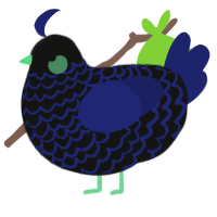 A black and navy chicken with a lace pattern