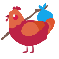 (unnamed), a crimson and vermilion chicken with a head pattern