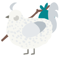 A white and mist chicken with a speckle pattern