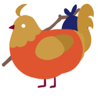 Spaghetti O, a vermilion and gold chicken with a head pattern