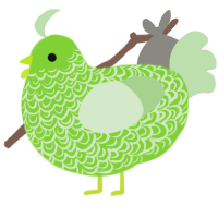 A grass and gluppy chicken with a double-lace pattern