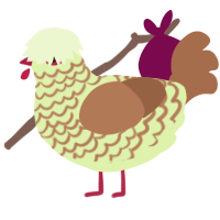 A apple and brown chicken with a lace pattern