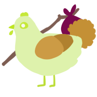 A apple and gold chicken