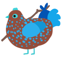 Eric, a russet and sky chicken with a speckle pattern