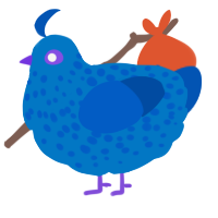 A sapphire and ultramarine chicken with a speckle pattern