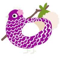 A plum and cream chicken with a lace pattern