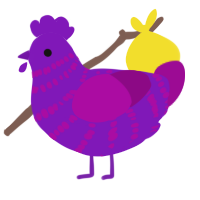 A violet and plum chicken with a bar pattern