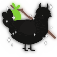 A black and sable chicken with a half-lace pattern