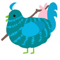 A teal and cerulean chicken with a bar pattern
