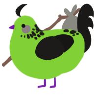 A grass and sable chicken with a neck-speckle pattern