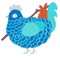 A sapphire and aqua chicken with a lace pattern