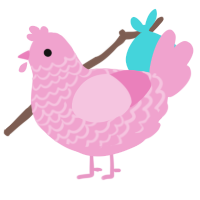 A pink chicken with a lace pattern