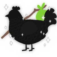 A black and sable chicken with a lace pattern