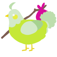 A lime and gluppy chicken with a head pattern