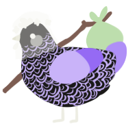 A sable and lilac chicken with a double-lace pattern