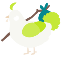 A white and lime chicken