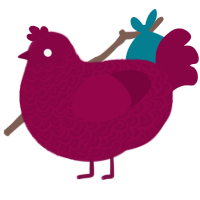 A maroon chicken with a double-lace pattern