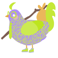 A lilac and lime chicken with a double-lace pattern