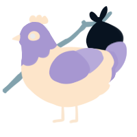 A tumblr and olive chicken with a head pattern