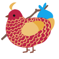 A crimson and honey chicken with a lace pattern