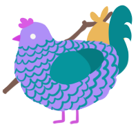 A lilac and teal chicken with a lace pattern