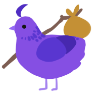A blurple and indigo chicken with a neck-speckle pattern